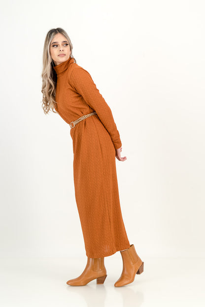 KNIT DRESS  - rust