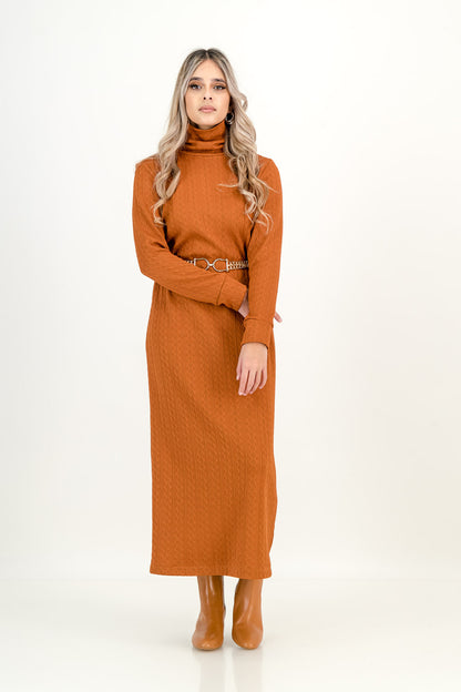 KNIT DRESS  - rust