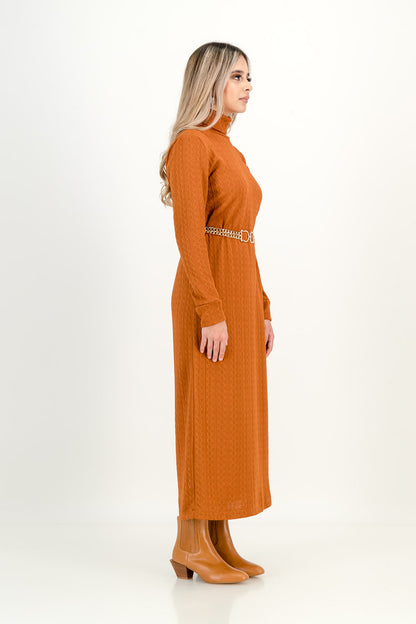 KNIT DRESS  - rust