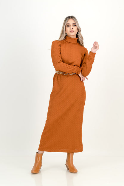 KNIT DRESS  - rust