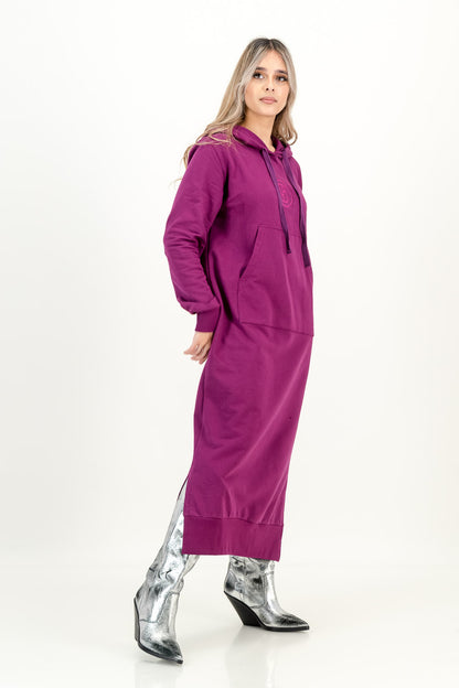 ROSETTA TRACK DRESS  - plum