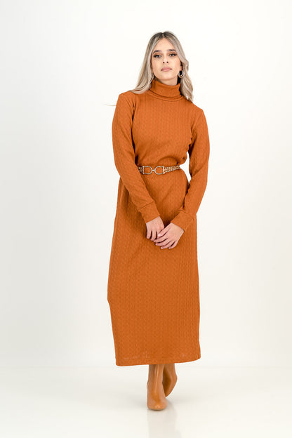 KNIT DRESS  - rust