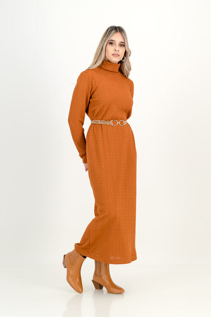 KNIT DRESS  - rust