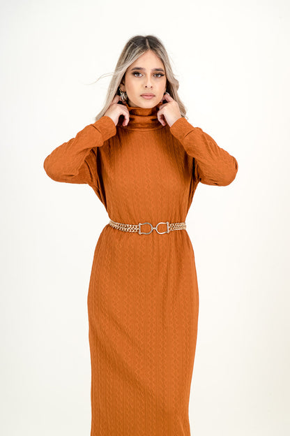 KNIT DRESS  - rust