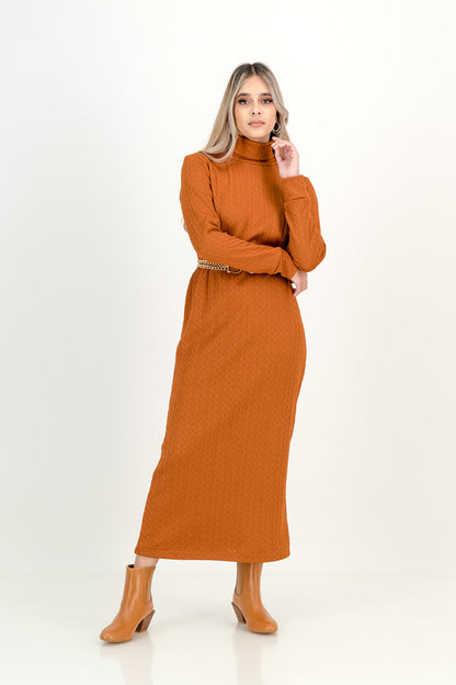 KNIT DRESS  - rust
