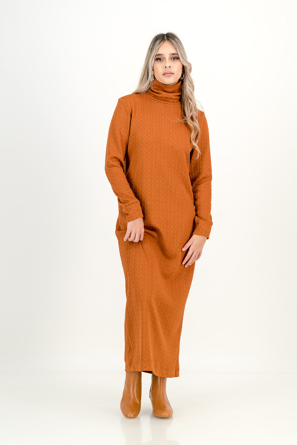 KNIT DRESS  - rust
