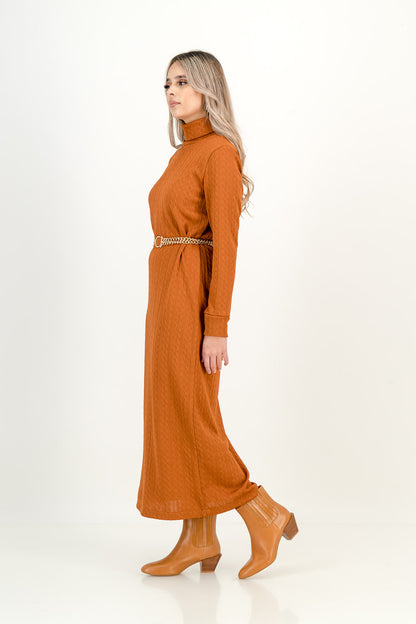KNIT DRESS  - rust