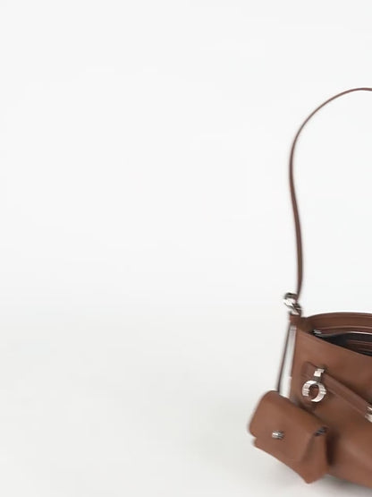 MUSE - tan Genuine Leather luxury shoulder bag in smooth top grain leather