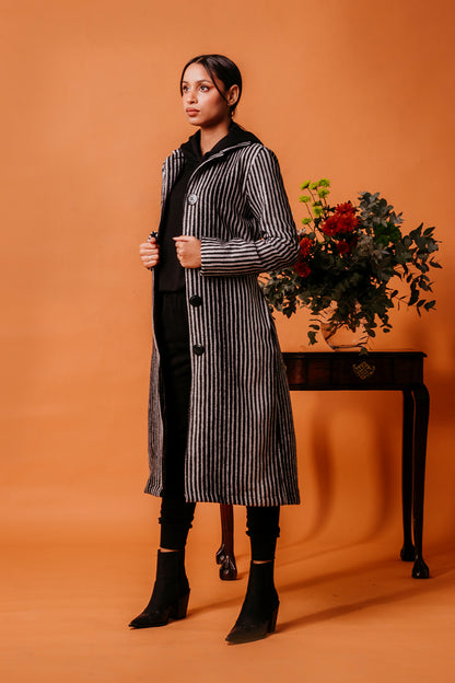 ANNA COAT TRENCH - black and white