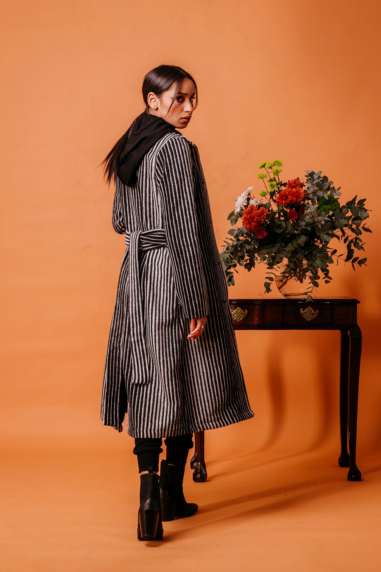 ANNA COAT TRENCH - black and white