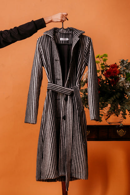 ANNA COAT TRENCH - black and white