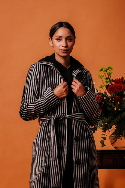 ANNA COAT TRENCH - black and white
